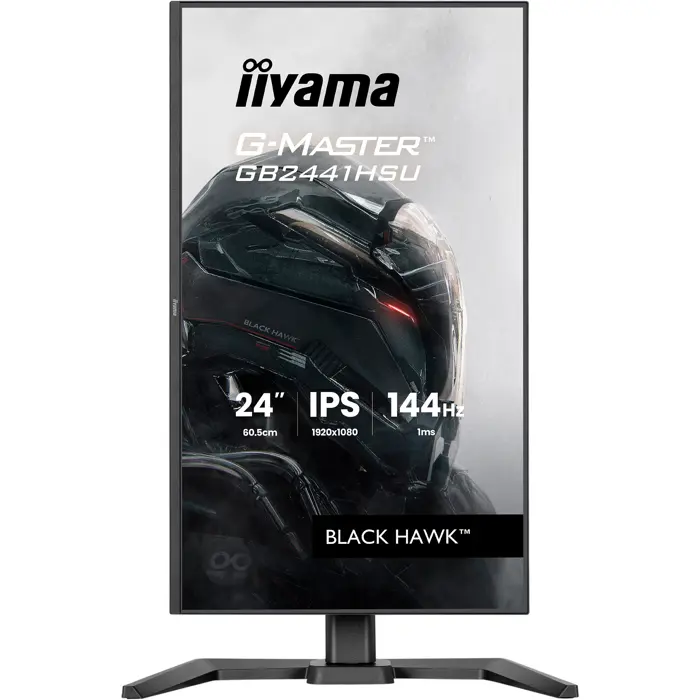 iiyama G-Master GB2441HSU-B1 Black Hawk, Gaming Monitor - 23.8 - black, FullHD, IPS, HDMI, DP, FreeSync, USB hub, height adjustment, 144Hz panel