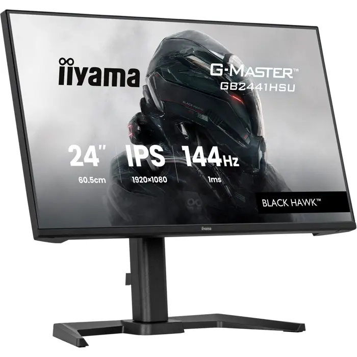 iiyama G-Master GB2441HSU-B1 Black Hawk, Gaming Monitor - 23.8 - black, FullHD, IPS, HDMI, DP, FreeSync, USB hub, height adjustment, 144Hz panel