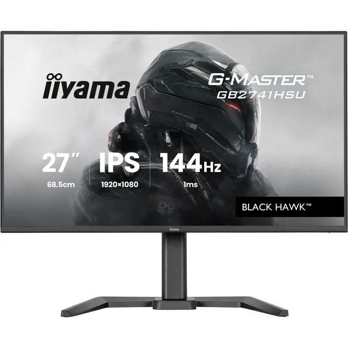 iiyama G-Master GB2741HSU-B1 Black Hawk, Gaming Monitor - 27 - black (matte), FullHD, IPS, HDMI, DP, FreeSync, USB hub, height adjustment, 144Hz panel