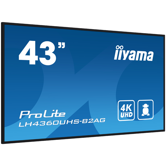 IIYAMA LFD LH4360UHS-B2AG 42.5" VA 3840 x 2160 @60Hz 500 cd/m² 5000:1 8.5ms Android 11 OS, iiSignage², FailOver, EShare landscape, portrait 3y