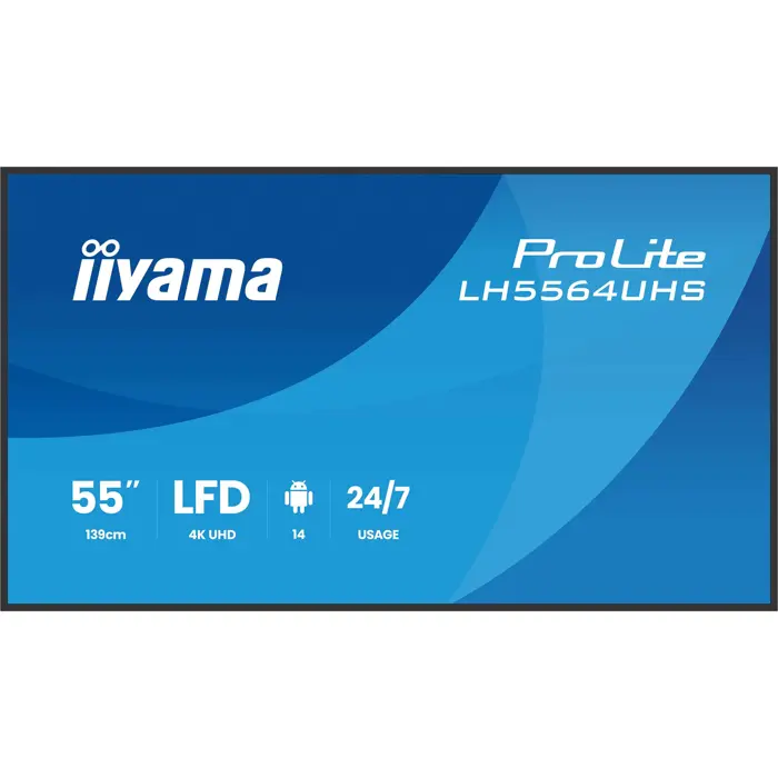 Iiyama ProLite LH5564UHS-B1AG, public display (black (matt), UltraHD/4K, VA, WiFi, remote control)