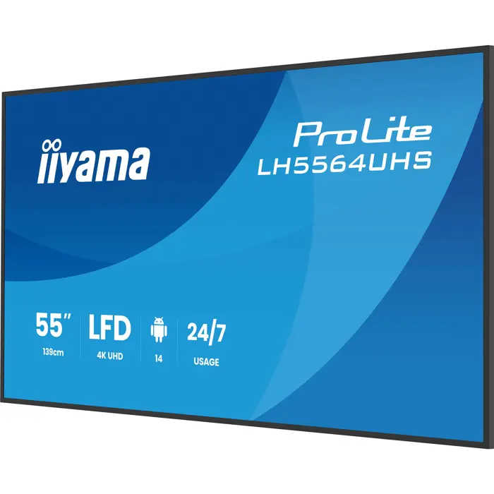 Iiyama ProLite LH5564UHS-B1AG, public display (black (matt), UltraHD/4K, VA, WiFi, remote control)