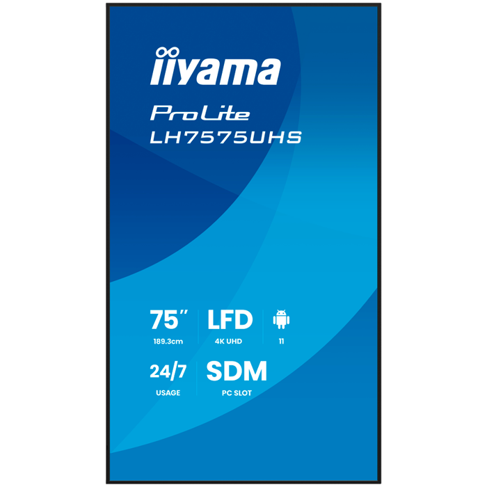 Iiyama ProLite LH7575UHS-B2AG 75" Diagonal Class (74.5" viewable) LED-backlit LCD display digital signage with built-in media player SDM Slot PC 4K UHD (2160p) 3840 x 2160 black (bezel) matte finish