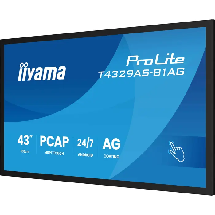 Iiyama ProLite T4329AS-B1AG (108 cm (42.5 inches), black (matt), UltraHD/4K, VA, touchscreen, Android, USB-C)