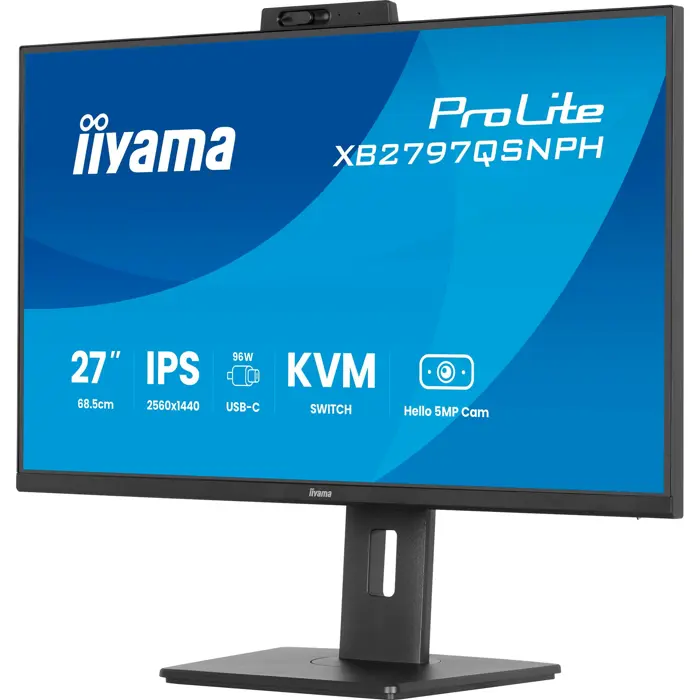 Iiyama ProLite XB2797QSNPH-B1 (68.5 cm (27 inches), black (matt), QHD, IPS, webcam, micro, USB hub)