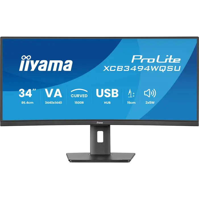 Iiyama ProLite XCB3494WQSU-B1 - 34 - black (matt), WQHD, VA, curved, AMD FreeSync Premium, 120Hz panel