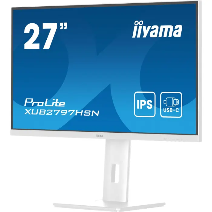 iiyama ProLite XUB2797HSN-W2, LED monitor - 27 - white (matt), FullHD, IPS, USB-C, RJ-45, 100Hz panel