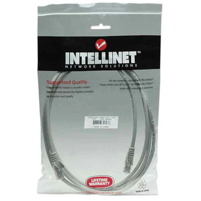 Intellinet Cat5e, CCA, U/UTP, PVC, RJ45,1.5m, sivi