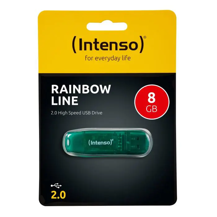 Intenso 8GB Rainbow Line USB 2.0 Memory Stick - Green