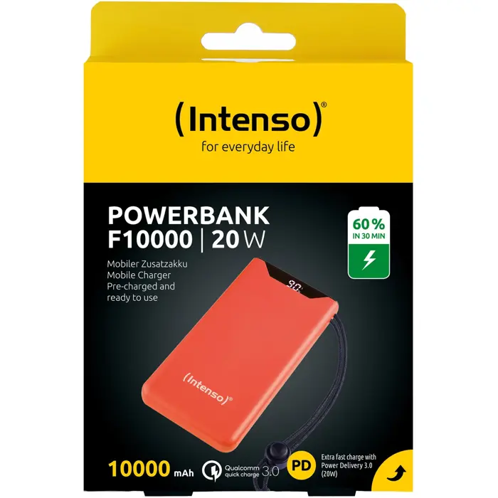 Intenso Powerbank F10000 Orange (orange, 10,000 mAh, PD 3.0, Quick Charge 3.0)