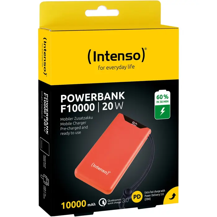 Intenso Powerbank F10000 Orange (orange, 10,000 mAh, PD 3.0, Quick Charge 3.0)