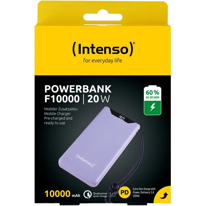 Intenso Powerbank F10000 Purple (purple, 10,000 mAh, PD 3.0, Quick Charge 3.0)