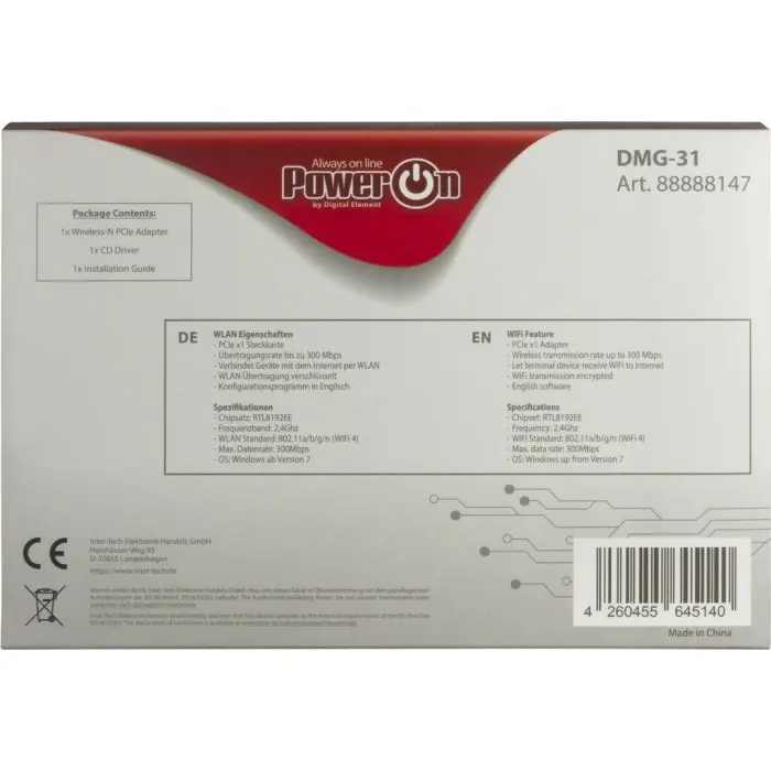 Inter-Tech DMG-31 Wi-Fi 4 PCIe Ada - 88888147