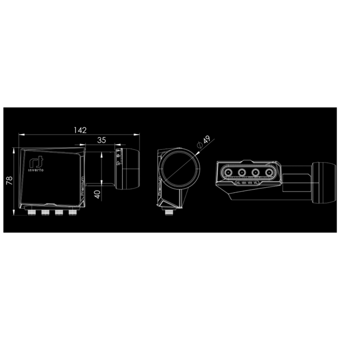 Inverto LNB Quattro, šum 0,2 dB, DVB-S2 ( HD - UHD ) - IDLP-QTL413-PREMU-OPN