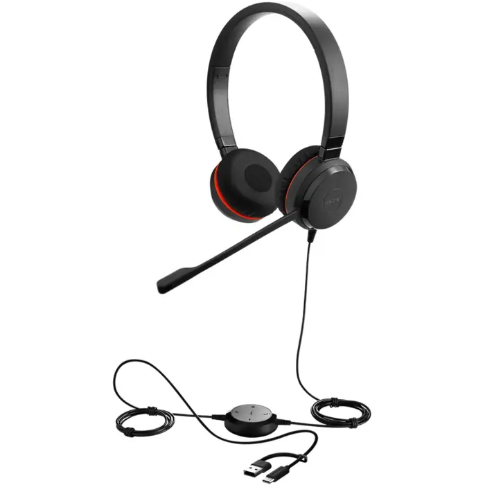 Jabra Evolve 20 SE, Headset black, UC, USB-C and USB-A, Stereo