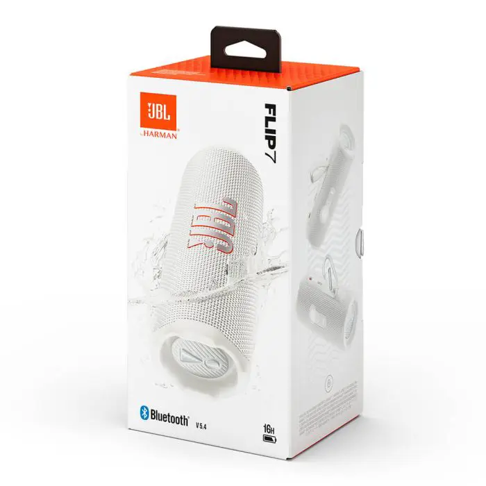 JBL Flip 7 Bluetooth portable speaker, white