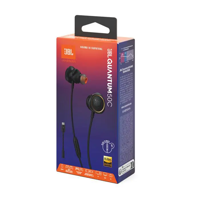 JBL Quantum 50C In-ear žične USB-C gaming Slušalice, črne