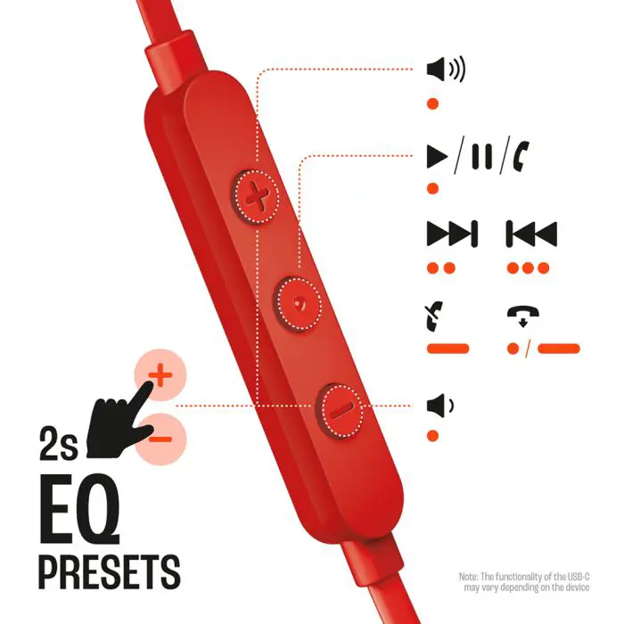 JBL USB-C Tune Wire Headphones 305C, red