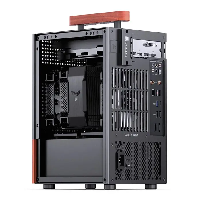 Jonsbo T6 PC Case, Mini-Tower, Mini-ITX, Tempered Glass, Wood, black