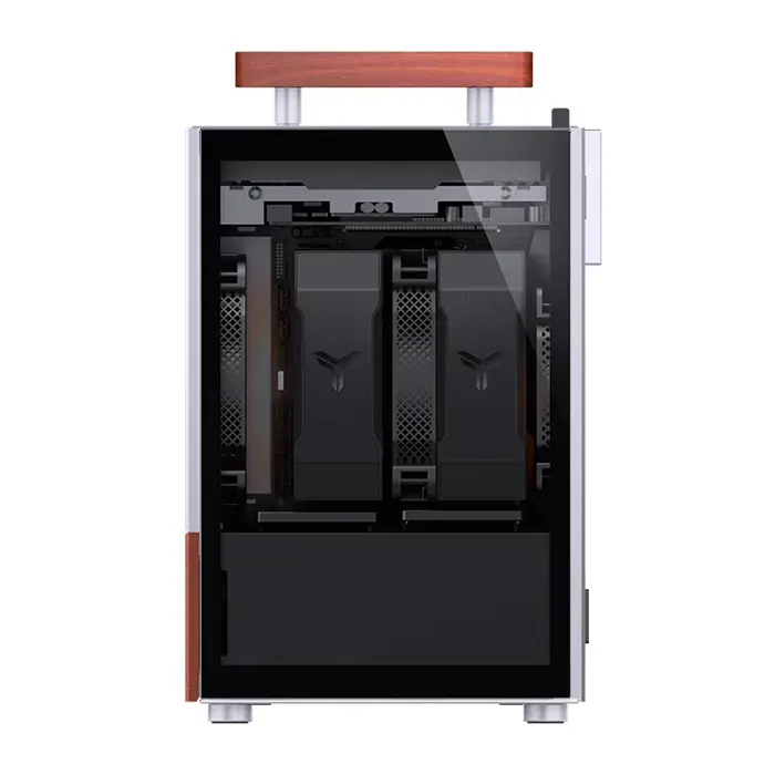 Jonsbo T6 PC Case, Mini-Tower, Mini-ITX, Tempered Glass, Wood - Silver
