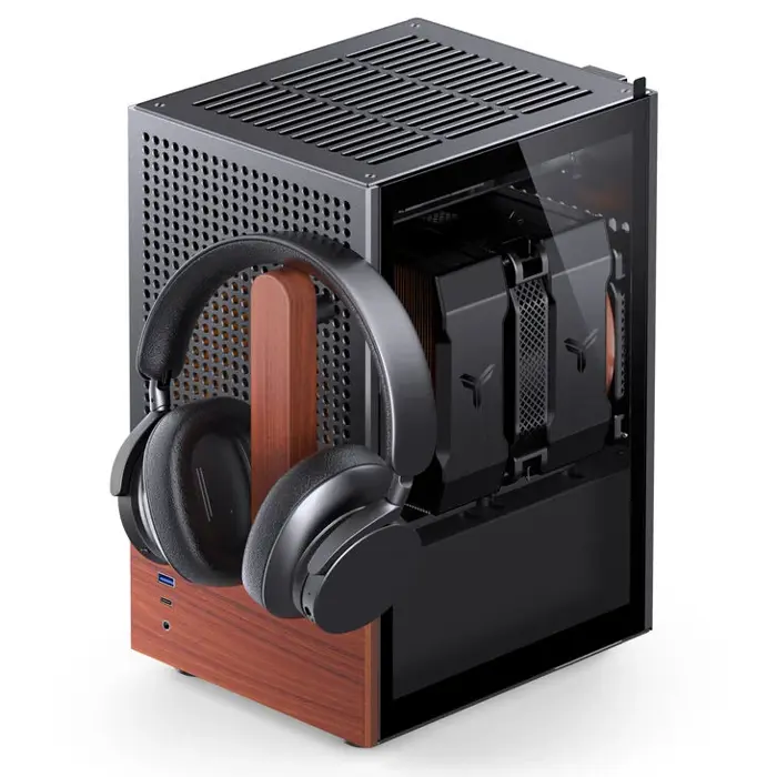 Jonsbo T6 PC Gehäuse, Mini-Tower, Mini-ITX, Tempered Glass, Holz - black-T6 BLACK