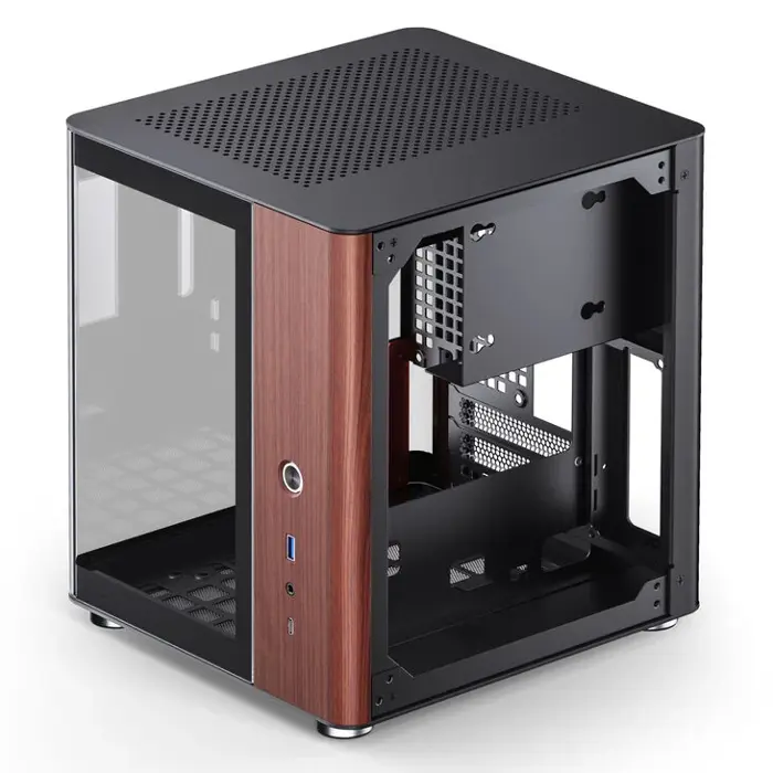 Jonsbo TK-0 PC Gehäuse, Mini-Tower, Mini-ITX, Tempered Glass, Holz - black-TK-0 BLACK