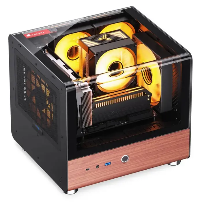 Jonsbo TK-0 PC Gehäuse, Mini-Tower, Mini-ITX, Tempered Glass, Holz - black-TK-0 BLACK