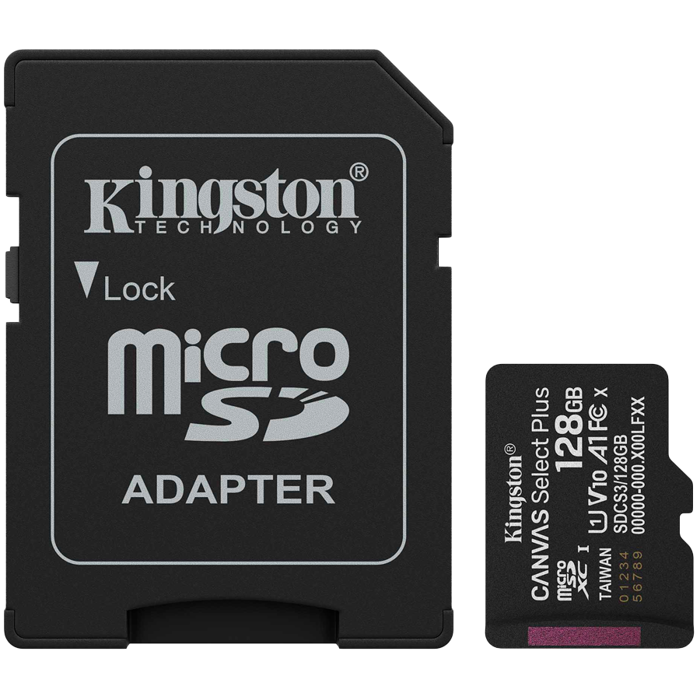 Kingston 128GB microSDXC Canvas Select Plus Gen3 150MB/s A1 Card + Adapter
