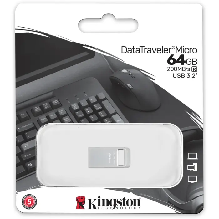 Kingston DataTraveler Micro 64 GB (silver, USB-A 3.2 Gen 1)