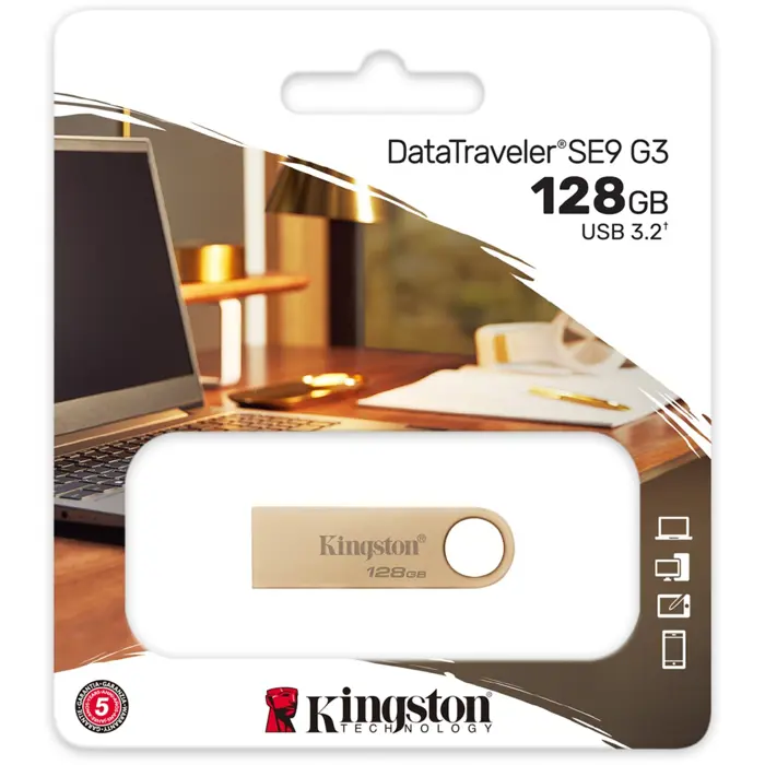 Kingston DataTraveler SE9 G3 128 GB, USB stick (gold, USB-A 3.2 Gen 1)