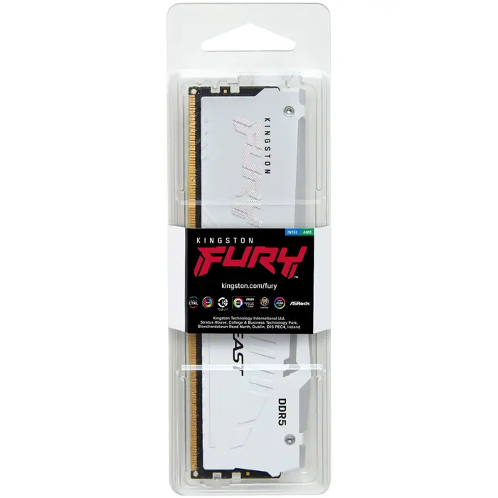Kingston FURY DDR5 - 16GB - 6000 - CL - 36, single RAM (white, KF560C36BWE2-16, Beast RGB, AMD EXPO)