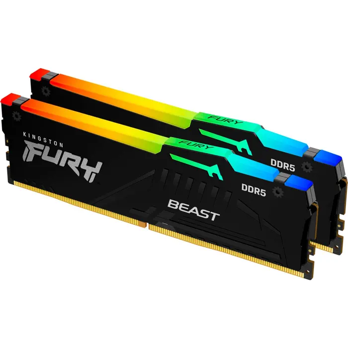 Kingston FURY DDR5 - 32GB - 6000 - CL - 30 (2x 16 GB) dual kit, RAM (black, KF560C30BBEAK2-32, FURY Beast RGB, INTEL XMP, AMD EXPO)