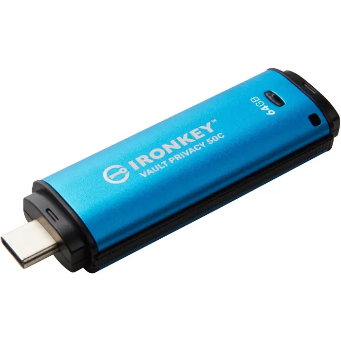 Kingston IronKey Vault Privacy 50 64 GB, USB stick (light blue/black, USB-C 3.2 Gen 1)