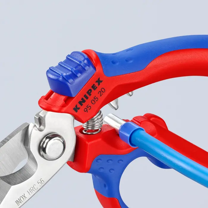 KNIPEX Angled Electrician's Scissors 95 05 20 SB (red/blue)