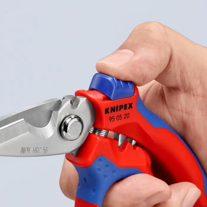 KNIPEX Angled Electrician's Scissors 95 05 20 SB (red/blue)