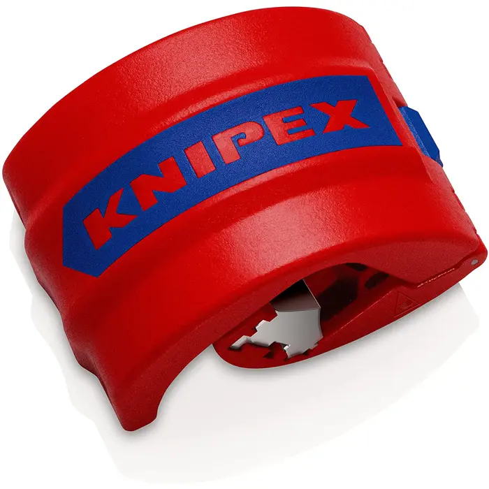 Knipex BiX, pipe cutter for plastic pipes and sealing sleeves (red/blue)