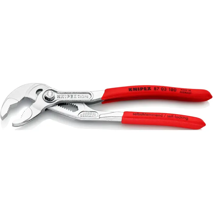 KNIPEX Cobra pipe / water pump pliers 87 03 180 (red, length 180mm, for pipes up to 1.1/2")