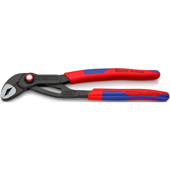KNIPEX Cobra QuickSet pipe / water pump pliers 87 22 250 (red/blue, length 250mm, for pipes up to 2)