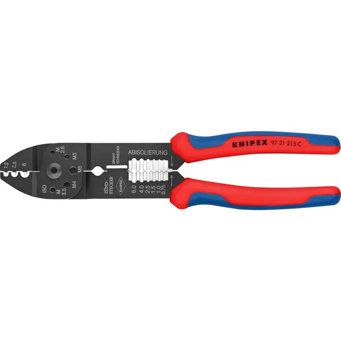 KNIPEX crimping pliers 97 21 215 C (red/blue, stripping, crimping 0.5 - 6.0mm2)