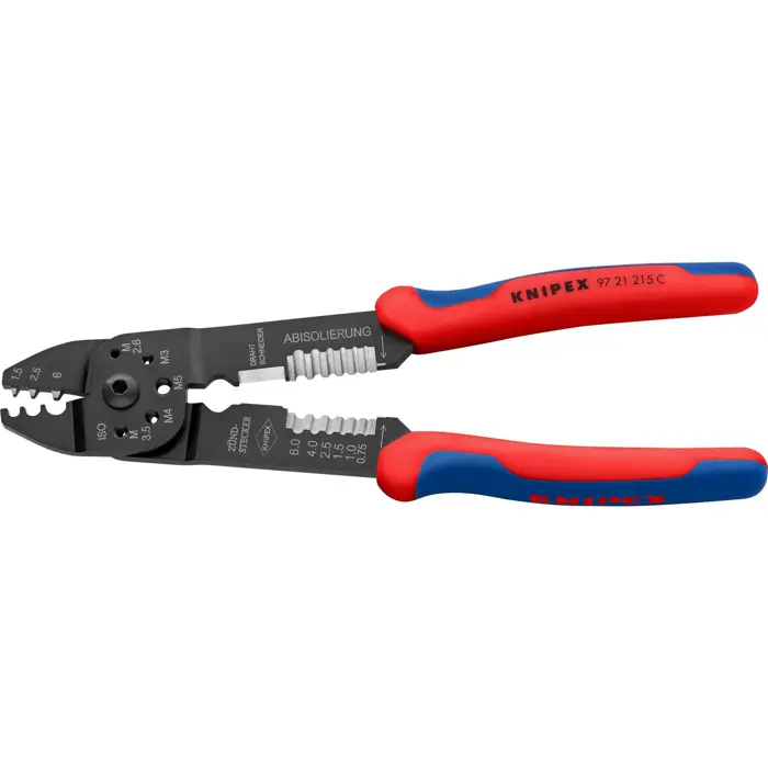 KNIPEX crimping pliers 97 21 215 C (red/blue, stripping, crimping 0.5 - 6.0mm2)