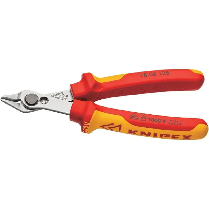 KNIPEX Electronic Super Knips 78 06 125, electronics pliers (red/yellow, with opening spring and opening limitation)