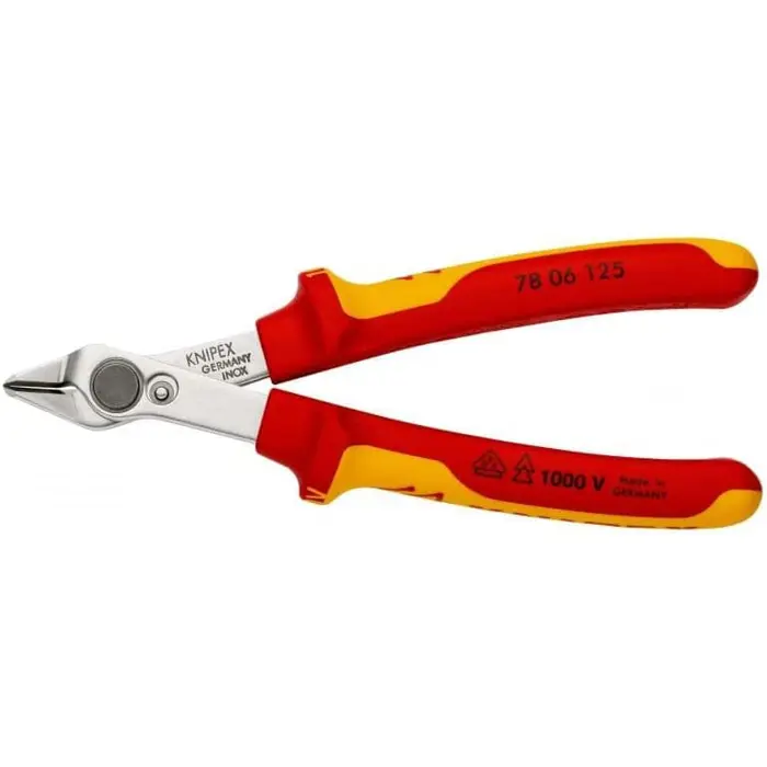 KNIPEX Electronic Super Knips 78 06 125, electronics pliers (red/yellow, with opening spring and opening limitation)