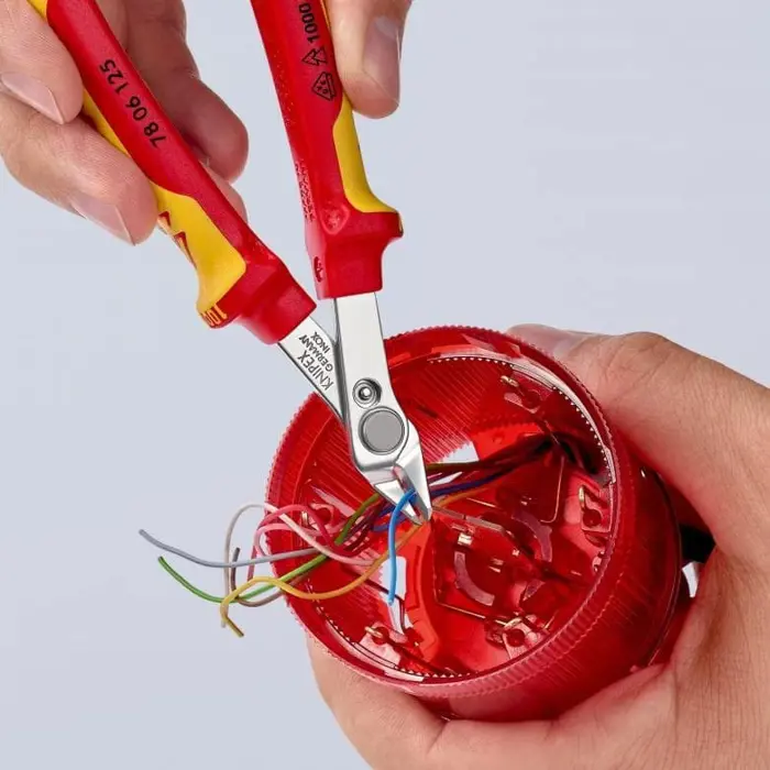 KNIPEX Electronic Super Knips 78 06 125, electronics pliers (red/yellow, with opening spring and opening limitation)
