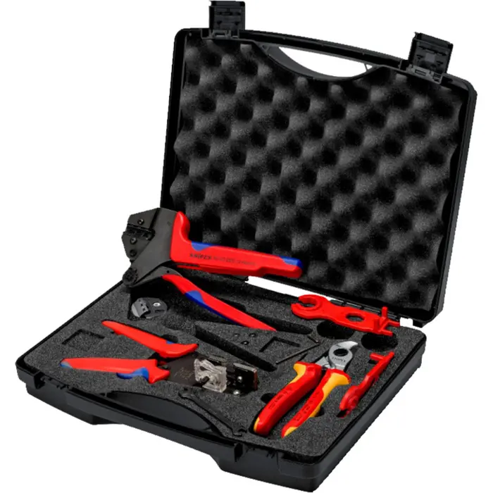 KNIPEX Photovoltaic Tool Case, for MC4 Solar Connectors, Black Tool Set, 7-piece Assortment, for Cables up to 10mm2