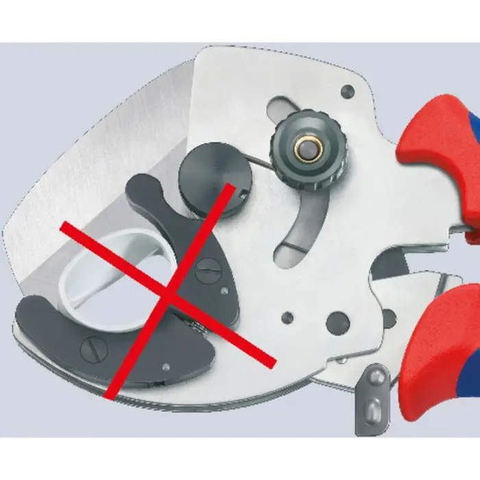 KNIPEX pipe cutter 90 25 40 (red/blue, for composite and plastic pipes)