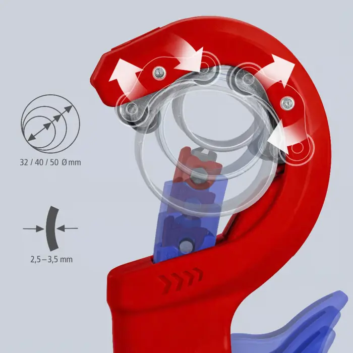 KNIPEX pipe cutter DPT50 red/blue, O 32-50mm