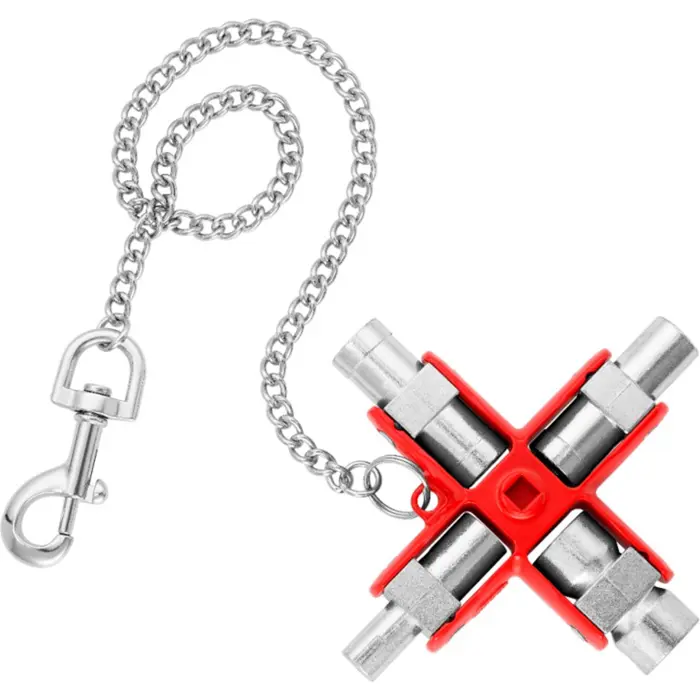 KNIPEX universal key 00 11 06, socket wrench (silver/red, for common cabinets and locking systems)