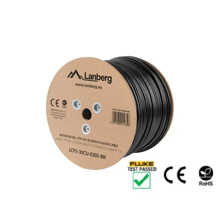 Lanberg LCF5-30CU-0305-BK networking cable Black 305 m Cat.5e F/UTP (FTP) outdoor