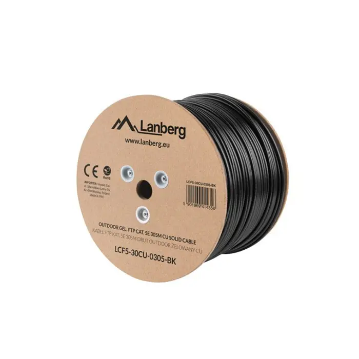 Lanberg LCF5-30CU-0305-BK networking cable Black 305 m Cat.5e F/UTP (FTP) outdoor