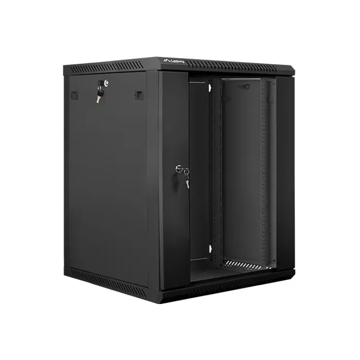 Lanberg wall-mounted installation rack cabinet 19'' 15U 600x600mm black (glass door)